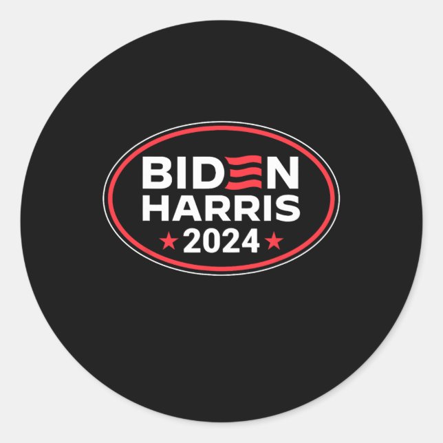 Adesivo Redondo Harris 2024 Presidente Americano Flag Joe Biden Ka (Frente)