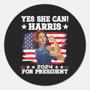 Adesivo Redondo Harris 2024 Presidente Eleição Kamala Sim Ela Pode