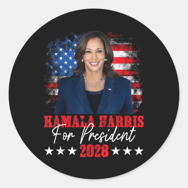 Adesivo Redondo Harris 2028 Votação Presidente Kamala Harris Eleiç (Frente)