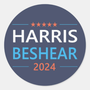 Adesivo Redondo Harris Beshear 2024 Kamala Harris Democrata