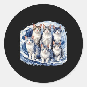 Adesivo Redondo Harris Blue Cats Wave - Engraçado Para Proprietári