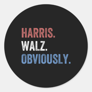Adesivo Redondo Harris, claro. - Kamala Harris E Tim W 20
