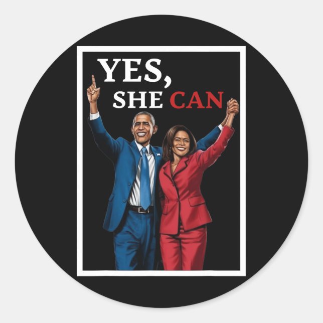 Adesivo Redondo Harris E Barack Obama Na Frente, Eleições 2024 (Frente)