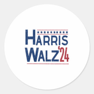 Adesivo Redondo Harris e Walz 2024 Eleitoral Pairing