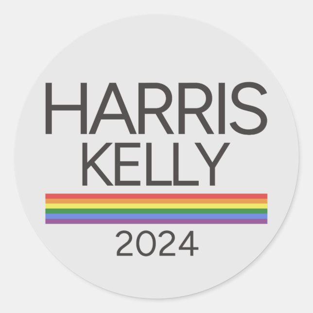 Adesivo Redondo Harris Kelly 2024 LGBTQ Rainbow Pride Flag (Frente)