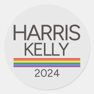 Adesivo Redondo Harris Kelly 2024 LGBTQ Rainbow Pride Flag