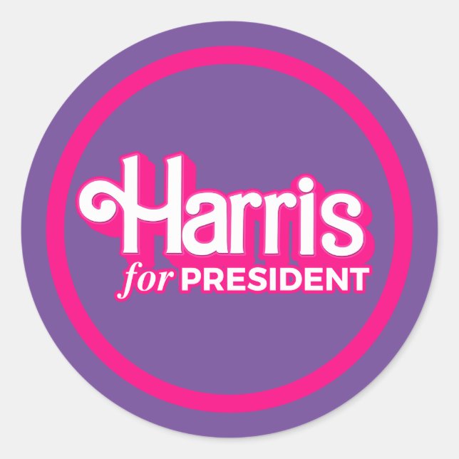 Adesivo Redondo Harris para o Presidente Pink Style (Frente)