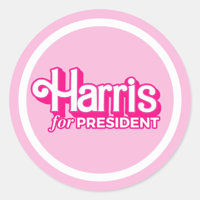 Adesivo Redondo Harris para o Presidente Pink Style (Frente)