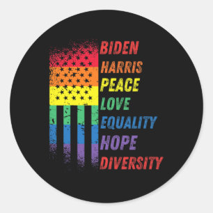 Adesivo Redondo Harris Rainbow American Flag Novelty Tee Inaugurat