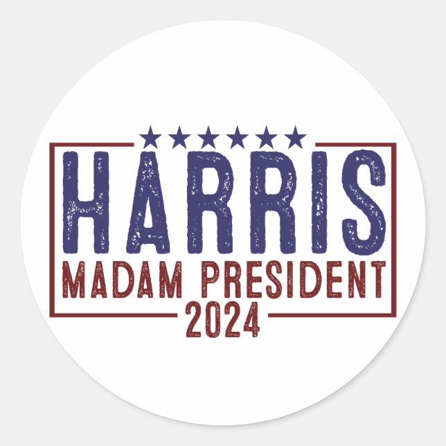 Adesivo Redondo Harris Senhora Presidente 2024 (Frente)