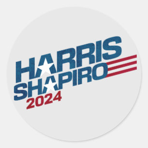 Adesivo Redondo Harris Shapiro 2024 Estrelas e Listras Patriótico