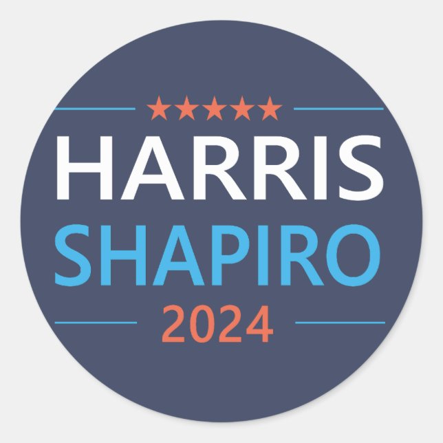 Adesivo Redondo Harris Shapiro 2024 Kamala Harris Democrata (Frente)