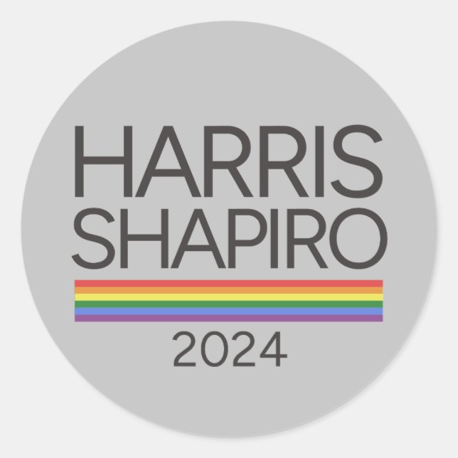 Adesivo Redondo Harris Shapiro 2024 LGBTQ Pride Kamala Harris (Frente)