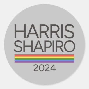 Adesivo Redondo Harris Shapiro 2024 Orgulho LGBTQ Kamala Harris