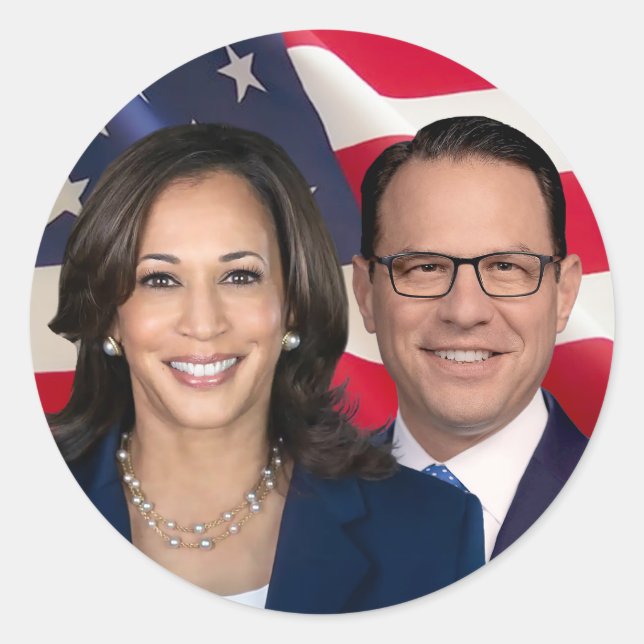 Adesivo Redondo Harris Shapiro para a América 2024 (Frente)