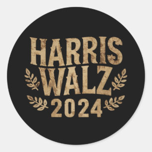 Adesivo Redondo Harris Tim Walz Crista Vintage Harris Waltz 2024 