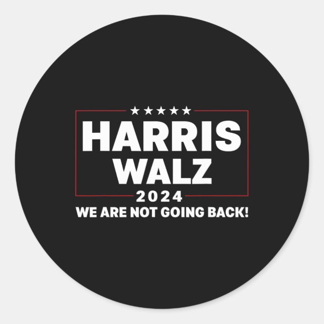 Adesivo Redondo Harris Tim WAlzheimer Waltz 2024 Não Vamos (Frente)