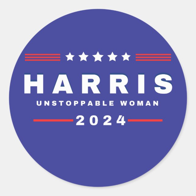 Adesivo Redondo Harris Unstopable Women | Eleições 2024 (Frente)