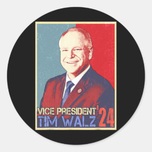 Adesivo Redondo Harris Vice-presidente Tim Walz Waltz Eleição 2024