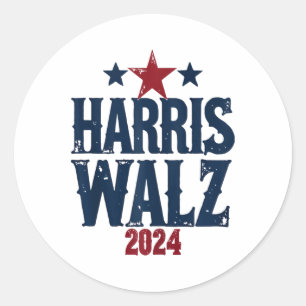 Adesivo Redondo Harris W 2024 Eleição Kamala Harris Tim Waltz 202