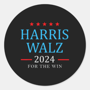 Adesivo Redondo Harris W 2024 Para A Campanha Win Kamala