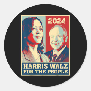 Adesivo Redondo Harris W 2024 Para Os Democratas Pessoas Vote Kama