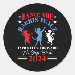 Adesivo Redondo Harris Waltz 2024 Cat Lady Dance 2 Passos em frent