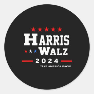 Adesivo Redondo Harris Waltz 2024 Eleição Kamala Harris Tim Waltz