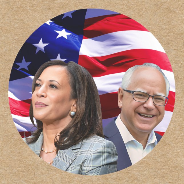 Adesivo Redondo Harris Waltz 2024 - Kamala Harris Tim Waltz (Criador carregado)