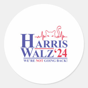 Adesivo Redondo Harris Waltz 2024 Não vamos voltar a Gato engraçad