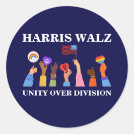 Adesivo Redondo Harris Waltz 2024 Unity Over Division