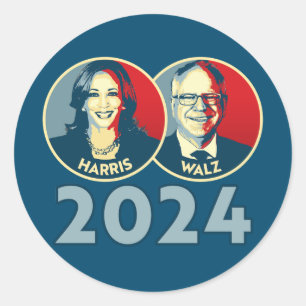 Adesivo Redondo Harris Walz 2024