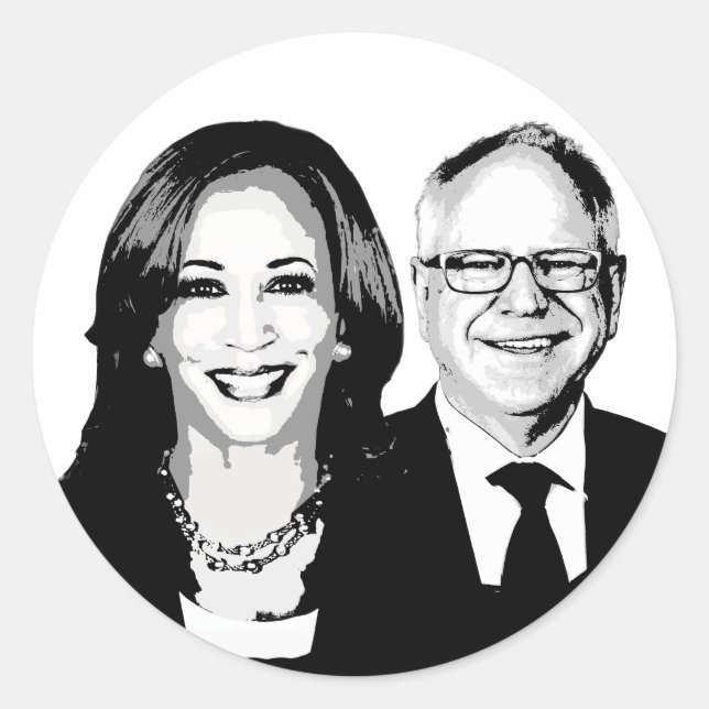 Adesivo Redondo Harris Walz 2024 (Frente)