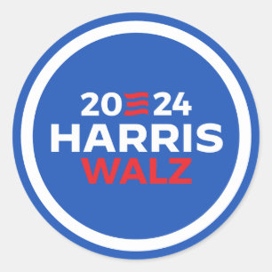 Adesivo Redondo Harris Walz 2024