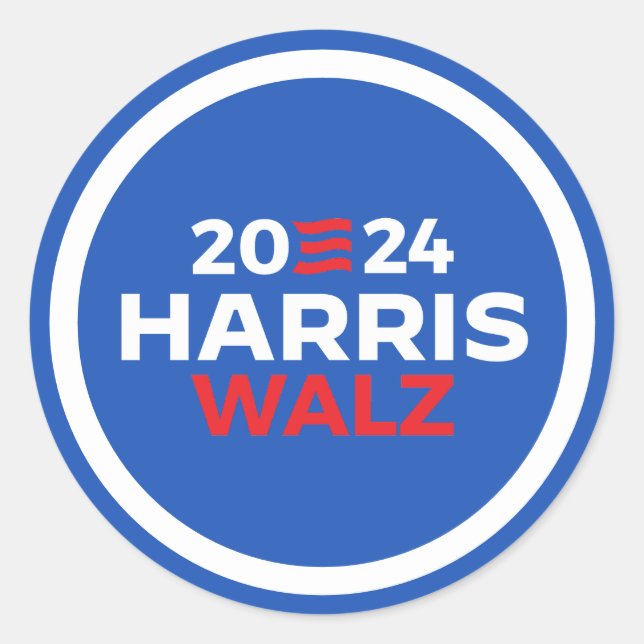Adesivo Redondo Harris Walz 2024 (Frente)