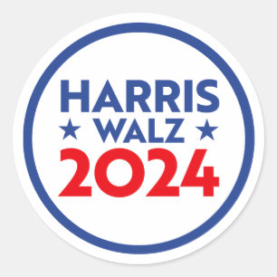 Adesivo Redondo Harris Walz 2024