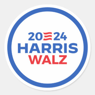 Adesivo Redondo Harris Walz 2024