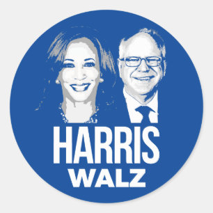 Adesivo Redondo Harris Walz 2024