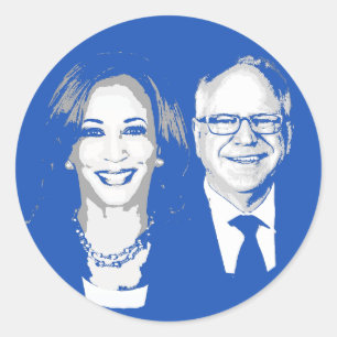 Adesivo Redondo Harris Walz 2024