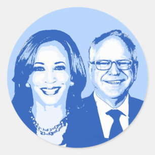 Adesivo Redondo Harris Walz 2024