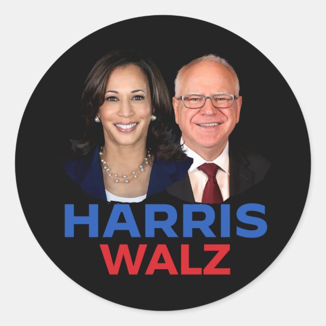 Adesivo Redondo Harris Walz 2024 (Frente)
