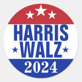 Adesivo Redondo Harris Walz 2024 Campaign Red Blue