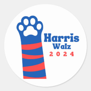 Adesivo Redondo Harris Walz 2024 Cat Ladies Democrat Election