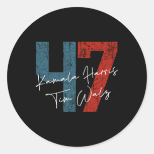 Adesivo Redondo Harris Walz 2024 Harris Presidente Waltz Democrata