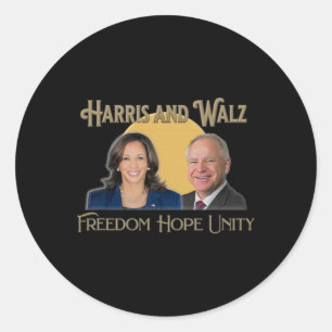 Adesivo Redondo Harris Walz 2024 Kamala E Tim Presidente E Vp
