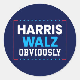 Adesivo Redondo Harris Walz 2024 Obviamente