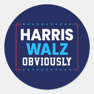 Adesivo Redondo Harris Walz 2024 Obviamente