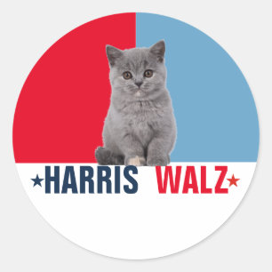 Adesivo Redondo Harris Walz 2024 Obviamente Vermelho Azul