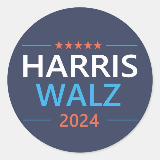 Adesivo Redondo Harris Walz 2024 para Presidente (Frente)