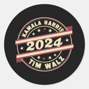 Adesivo Redondo Harris Walz 2024 para Presidente Patriótica Kamala